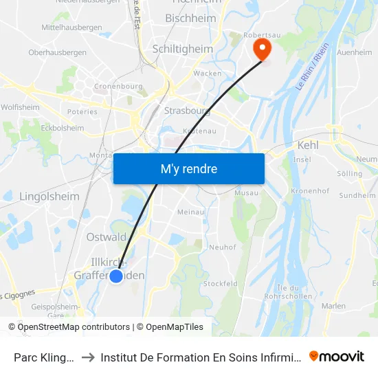 Parc Klinglin to Institut De Formation En Soins Infirmiers map