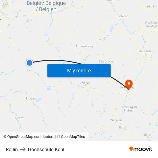 Rollin to Hochschule Kehl map