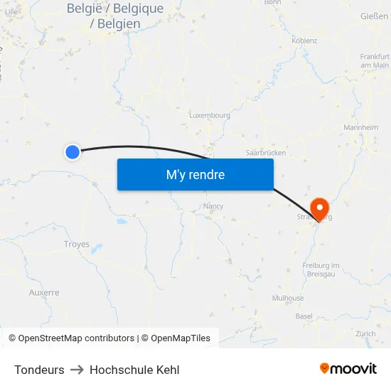 Tondeurs to Hochschule Kehl map