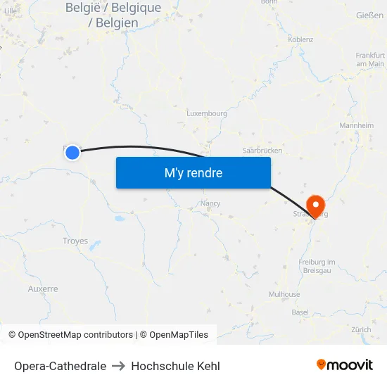 Opera-Cathedrale to Hochschule Kehl map