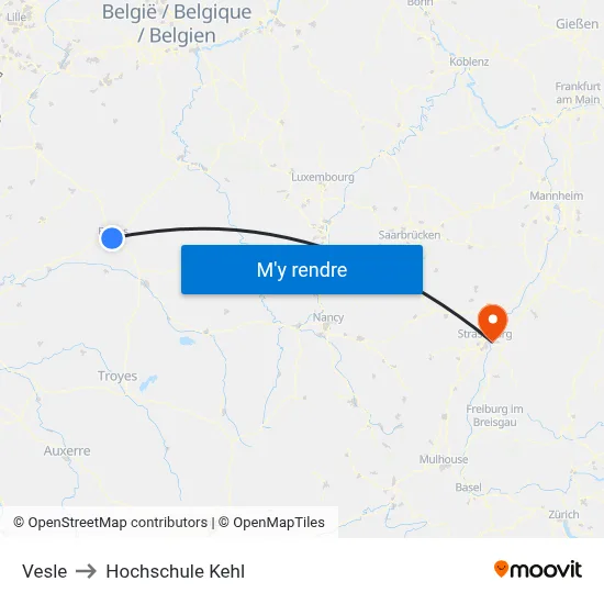 Vesle to Hochschule Kehl map