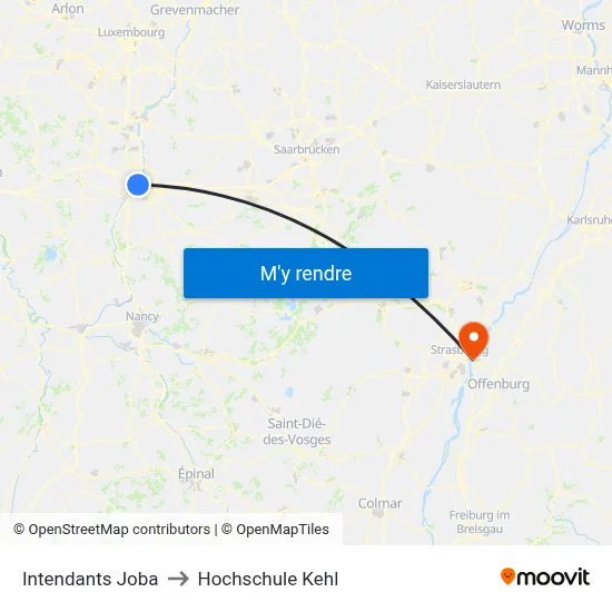 Intendants Joba to Hochschule Kehl map