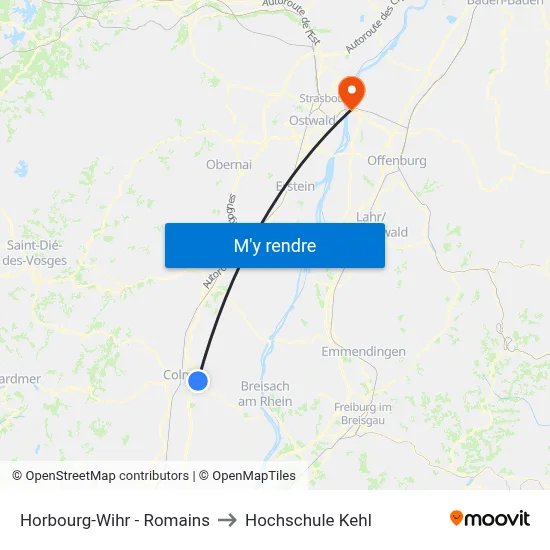 Horbourg-Wihr - Romains to Hochschule Kehl map