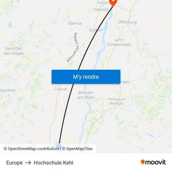 Europe to Hochschule Kehl map