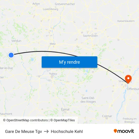 Gare De Meuse Tgv to Hochschule Kehl map