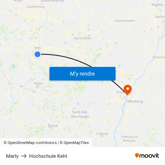 Marly to Hochschule Kehl map