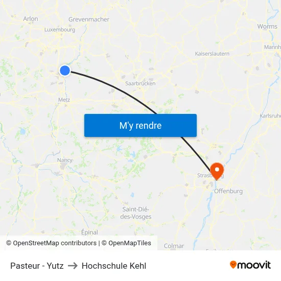 Pasteur - Yutz to Hochschule Kehl map