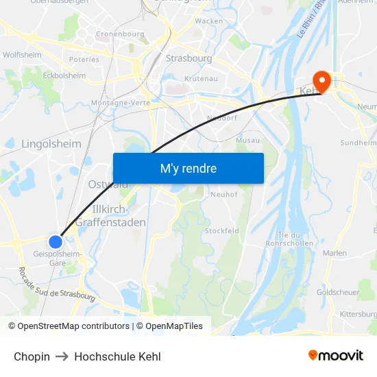Chopin to Hochschule Kehl map