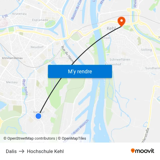 Dalis to Hochschule Kehl map