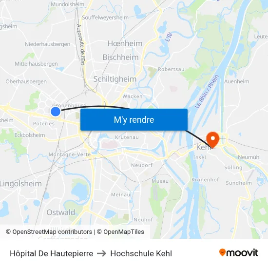 Hôpital De Hautepierre to Hochschule Kehl map