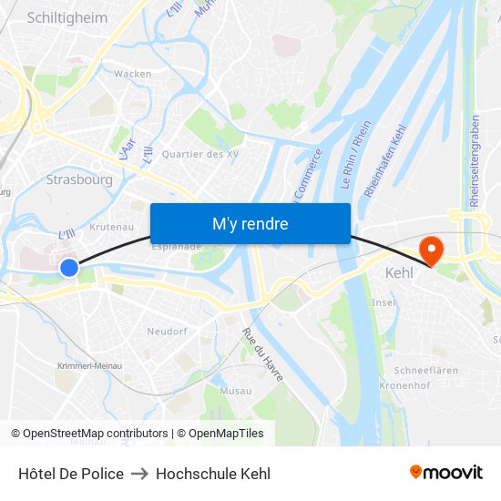 Hôtel De Police to Hochschule Kehl map