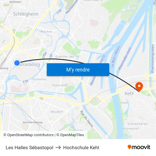 Les Halles Sébastopol to Hochschule Kehl map
