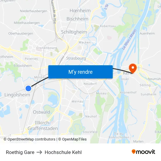 Roethig Gare to Hochschule Kehl map
