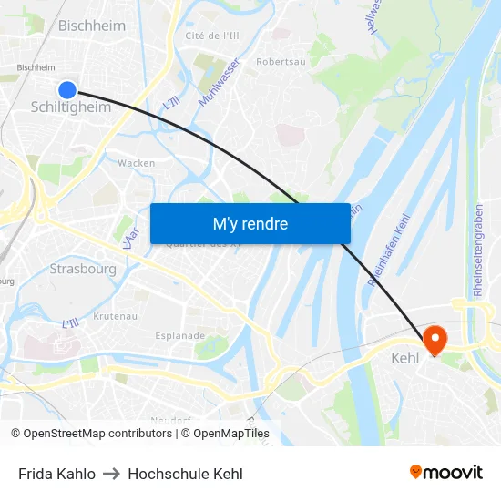 Frida Kahlo to Hochschule Kehl map