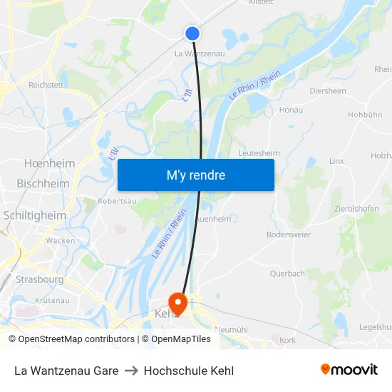 La Wantzenau Gare to Hochschule Kehl map