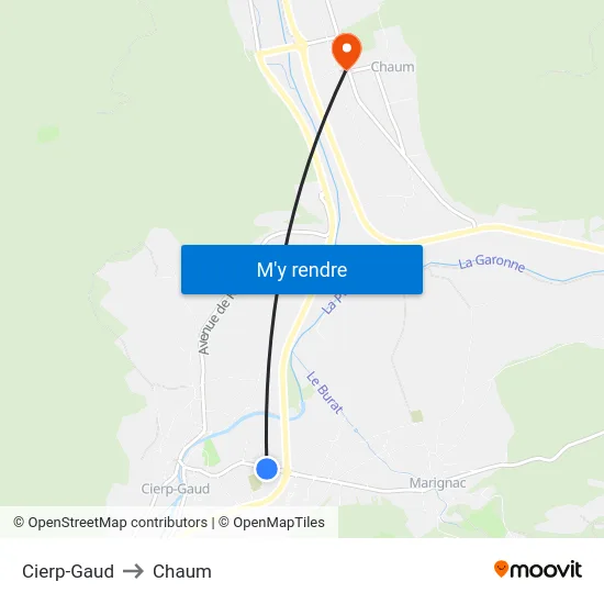 Cierp-Gaud to Chaum map