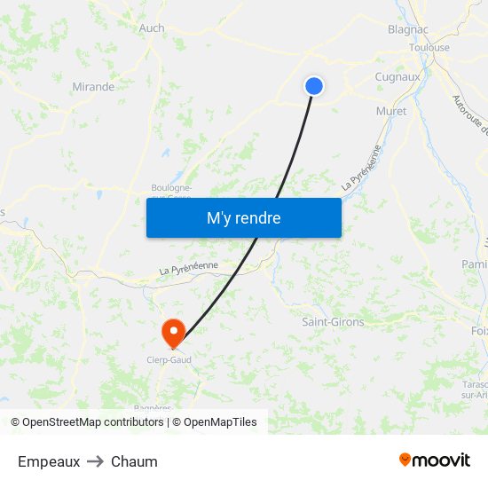 Empeaux to Chaum map