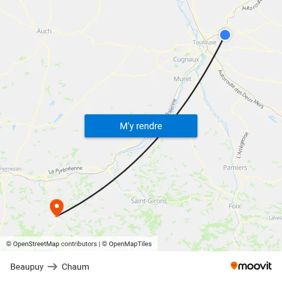 Beaupuy to Chaum map