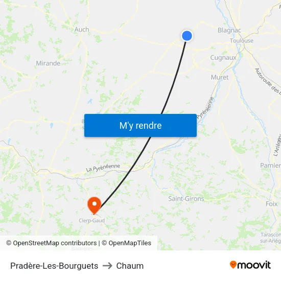 Pradère-Les-Bourguets to Chaum map