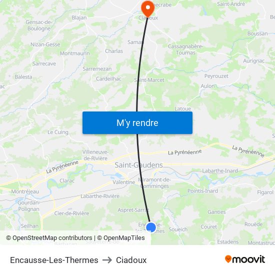 Encausse-Les-Thermes to Ciadoux map