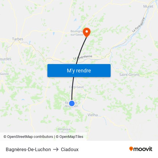 Bagnères-De-Luchon to Ciadoux map