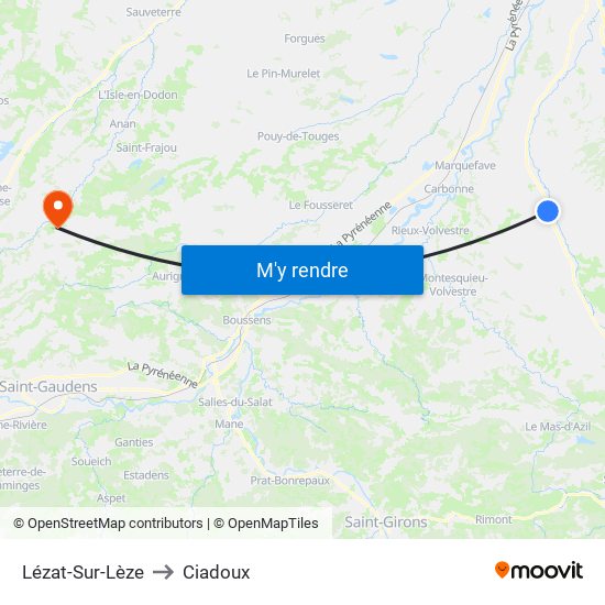 Lézat-Sur-Lèze to Ciadoux map
