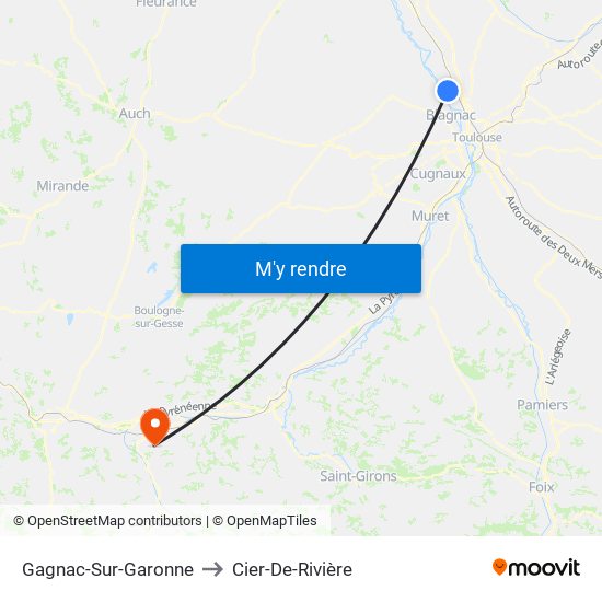 Gagnac-Sur-Garonne to Cier-De-Rivière map