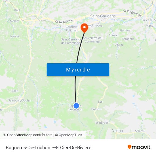 Bagnères-De-Luchon to Cier-De-Rivière map