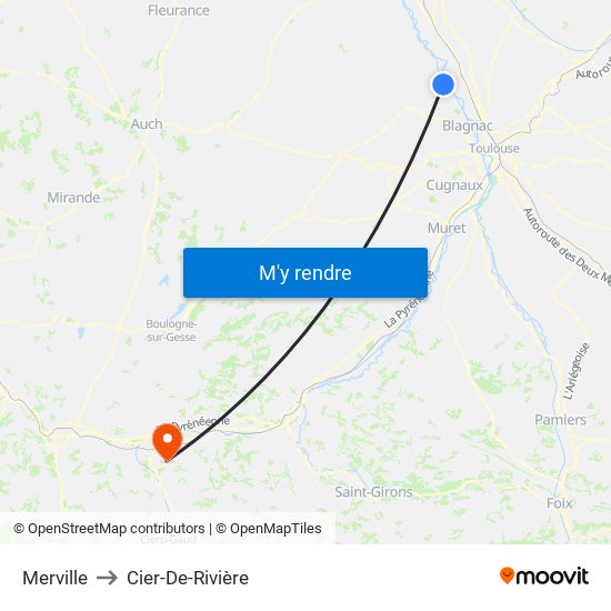 Merville to Cier-De-Rivière map