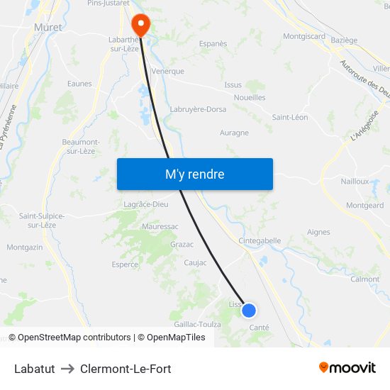 Labatut to Clermont-Le-Fort map