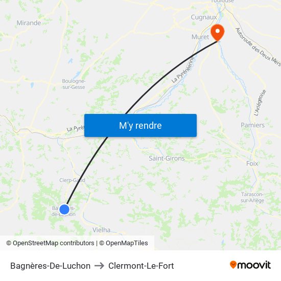 Bagnères-De-Luchon to Clermont-Le-Fort map