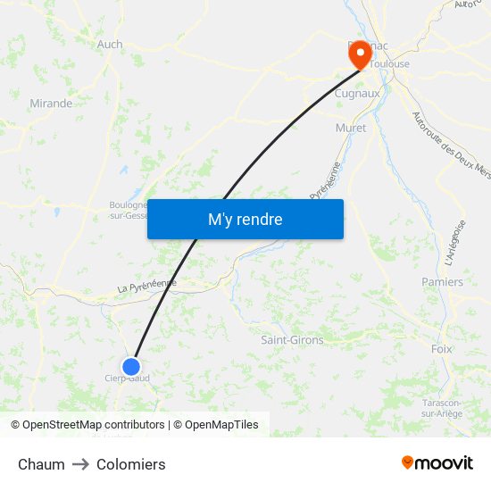 Chaum to Colomiers map
