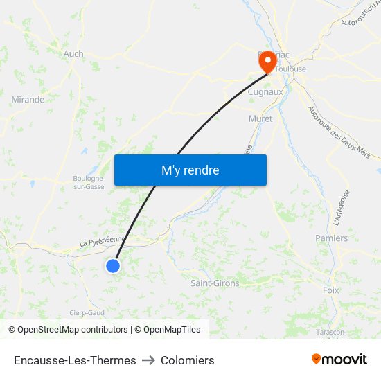 Encausse-Les-Thermes to Colomiers map