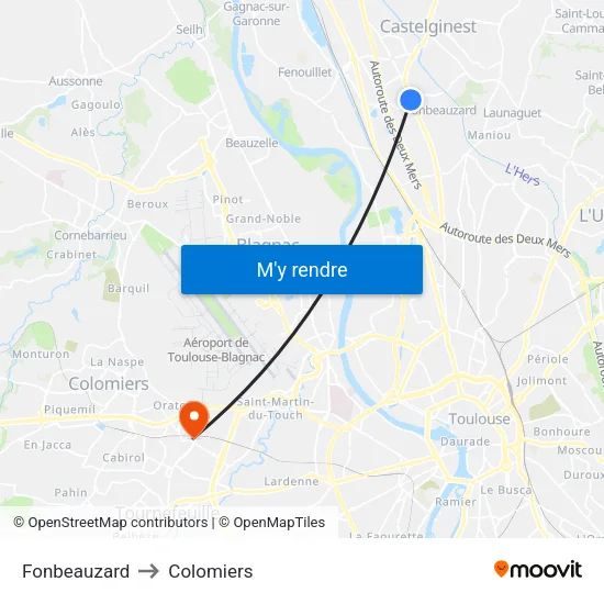 Fonbeauzard to Colomiers map