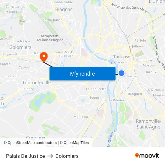 Palais De Justice to Colomiers map