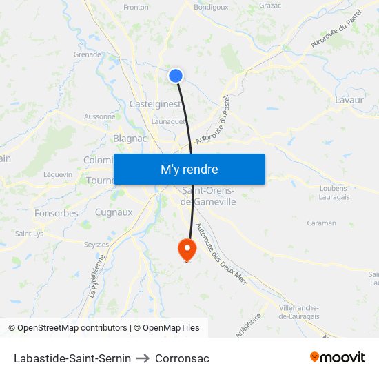 Labastide-Saint-Sernin to Corronsac map