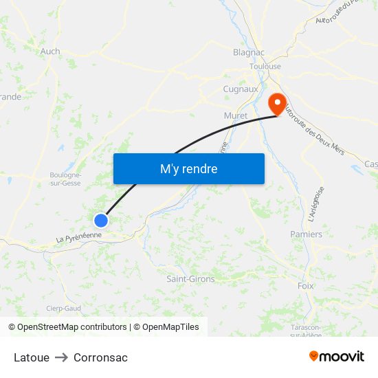 Latoue to Corronsac map