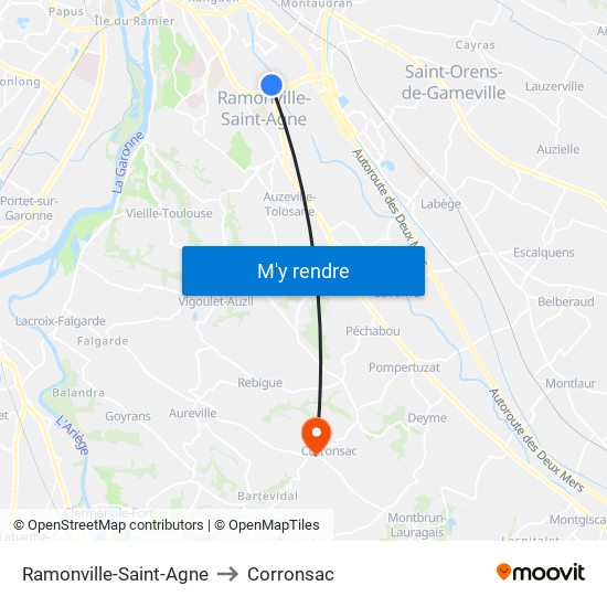 Ramonville-Saint-Agne to Corronsac map