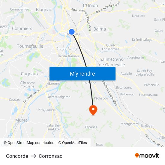 Concorde to Corronsac map