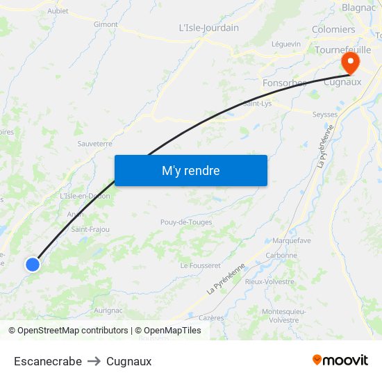 Escanecrabe to Cugnaux map