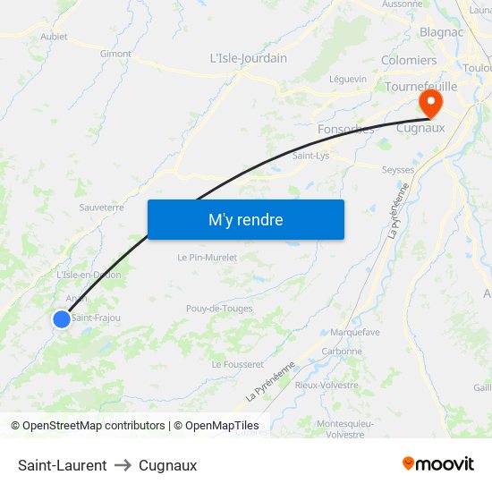 Saint-Laurent to Cugnaux map