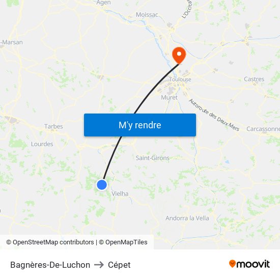 Bagnères-De-Luchon to Cépet map