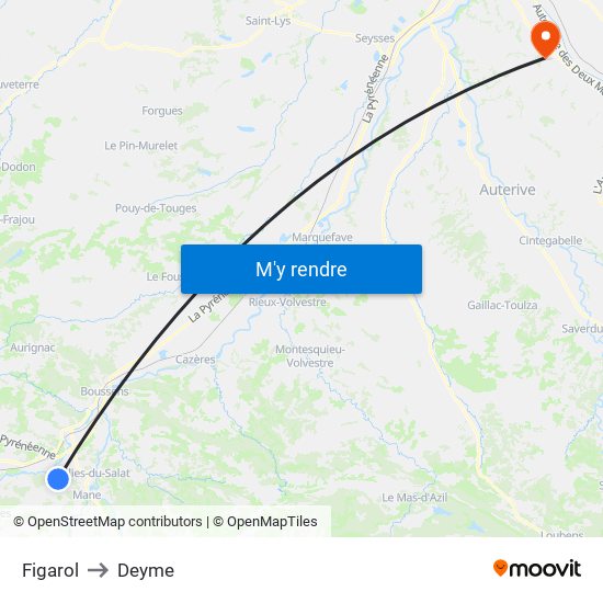 Figarol to Deyme map