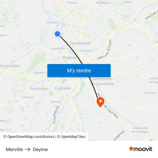 Merville to Deyme map