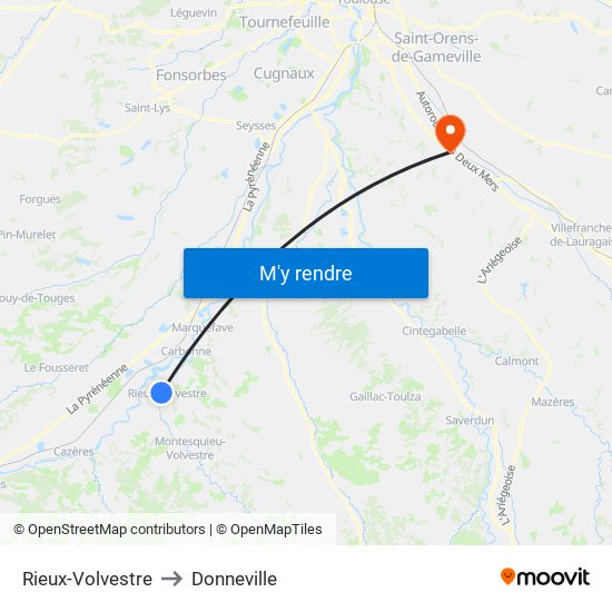 Rieux-Volvestre to Donneville map