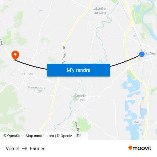 Vernet to Eaunes map
