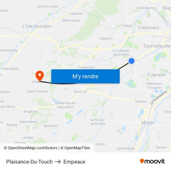 Plaisance-Du-Touch to Empeaux map