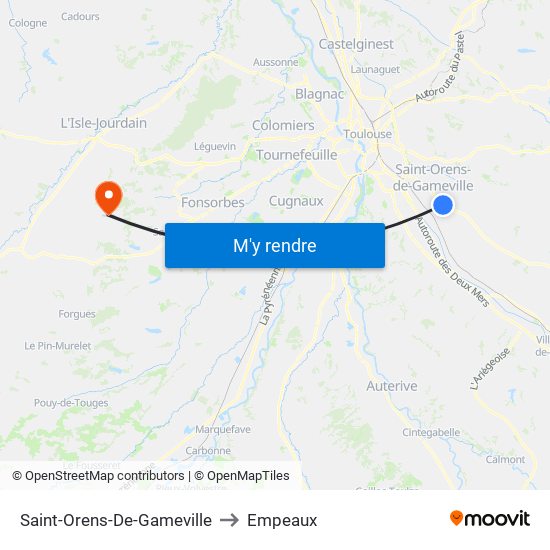 Saint-Orens-De-Gameville to Empeaux map