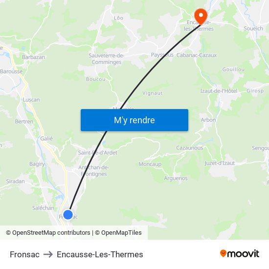 Fronsac to Encausse-Les-Thermes map