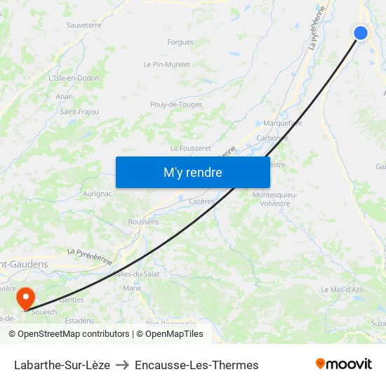 Labarthe-Sur-Lèze to Encausse-Les-Thermes map